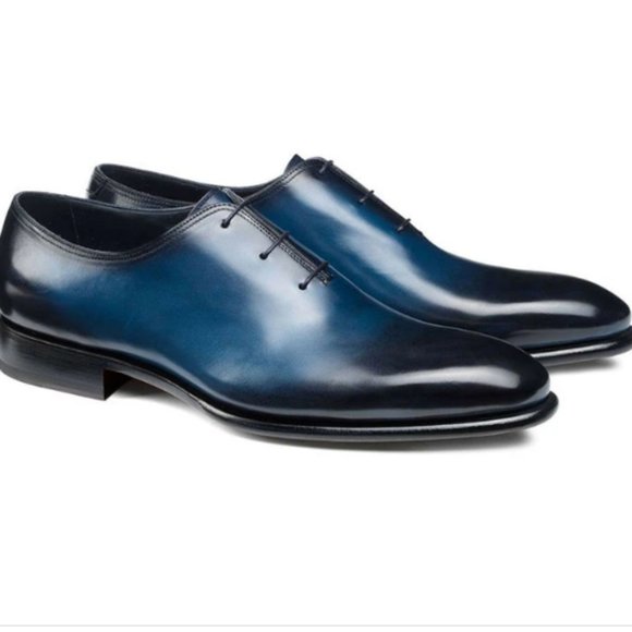 Bashwood Handmade Blue Patina Leather Oxfords
